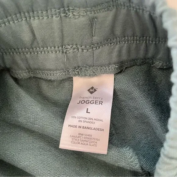 French Terry Joggers Size L in Aqua slate Drawcord - Picture 5 of 5